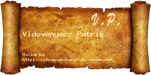 Vidovenyecz Patrik névjegykártya